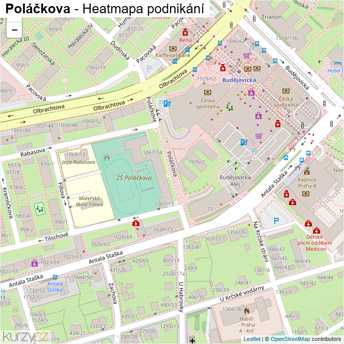 Mapa Poláčkova - Firmy v ulici.