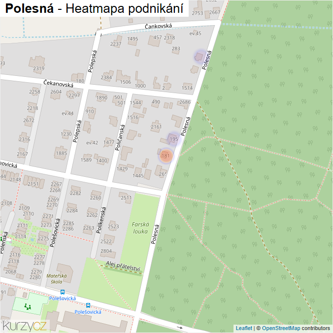 Mapa Polesná - Firmy v ulici.