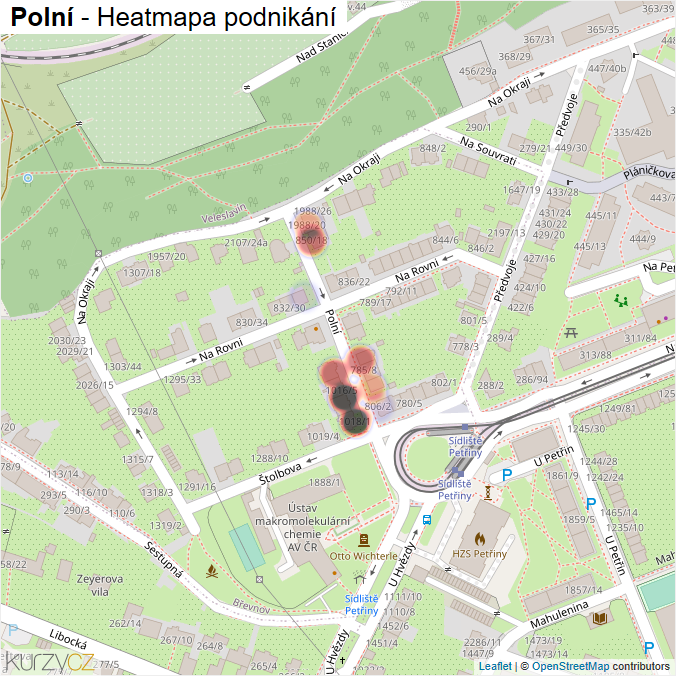 Mapa Polní - Firmy v ulici.