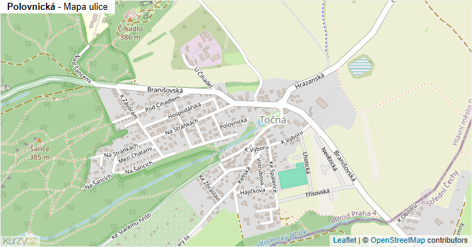 Polovnická - mapa ulice