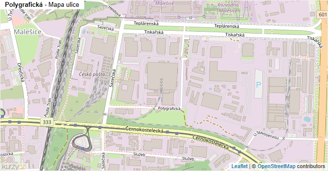 Polygrafická - mapa ulice