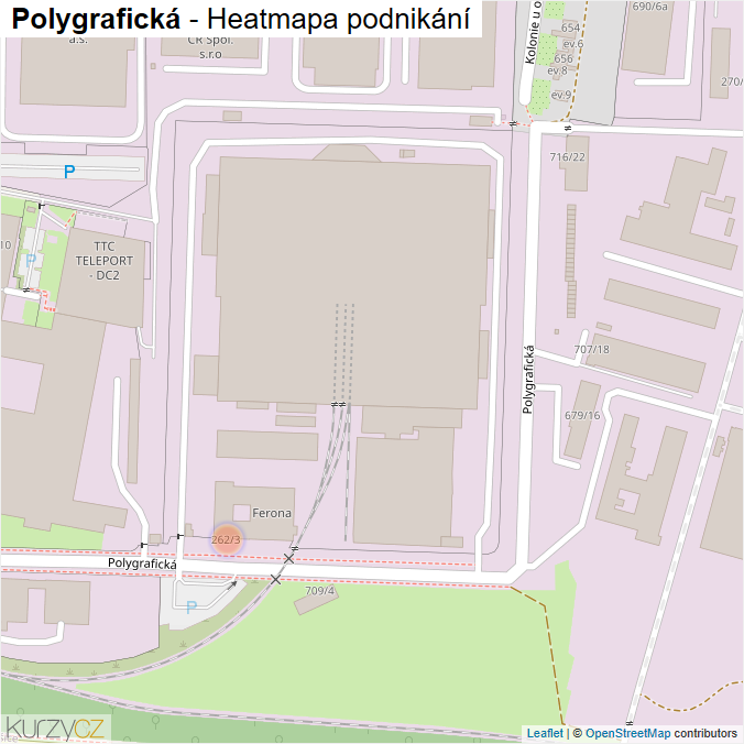 Mapa Polygrafická - Firmy v ulici.