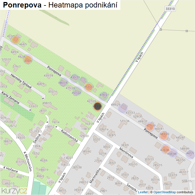 Mapa Ponrepova - Firmy v ulici.