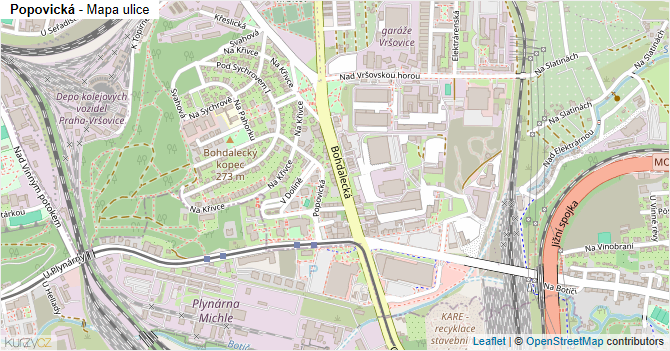 Popovická - mapa ulice