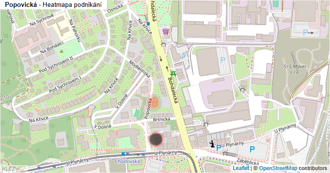 Popovická - mapa podnikání