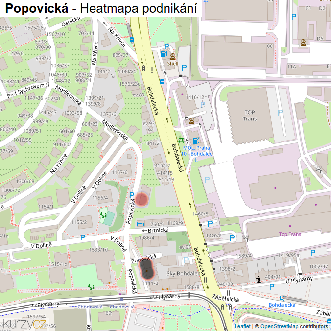 Mapa Popovická - Firmy v ulici.