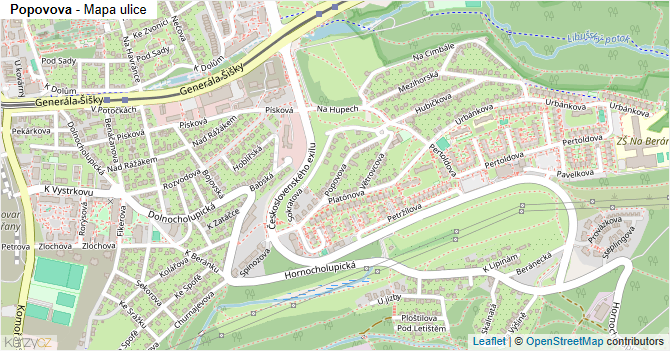 Popovova - mapa ulice