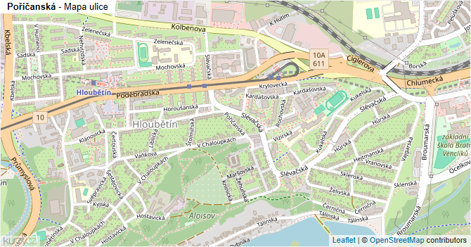 Poříčanská - mapa ulice