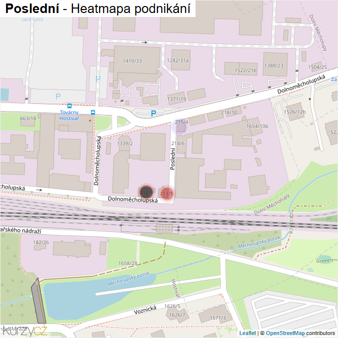 Mapa Poslední - Firmy v ulici.
