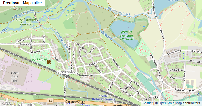 Postlova - mapa ulice