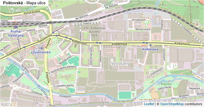 Poštovská - mapa ulice