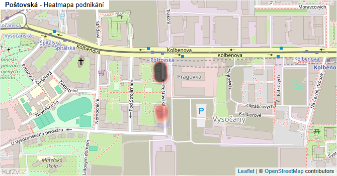 Poštovská - mapa podnikání