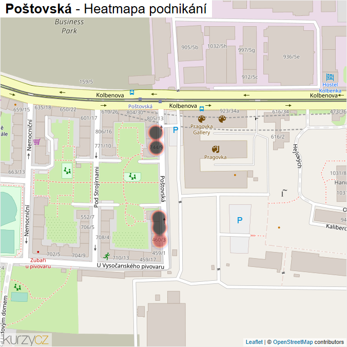 Mapa Poštovská - Firmy v ulici.