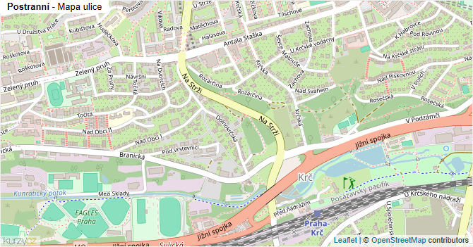Postranní - mapa ulice