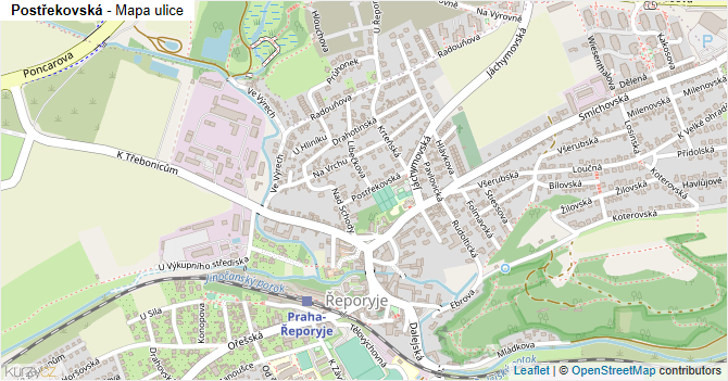 Postřekovská - mapa ulice