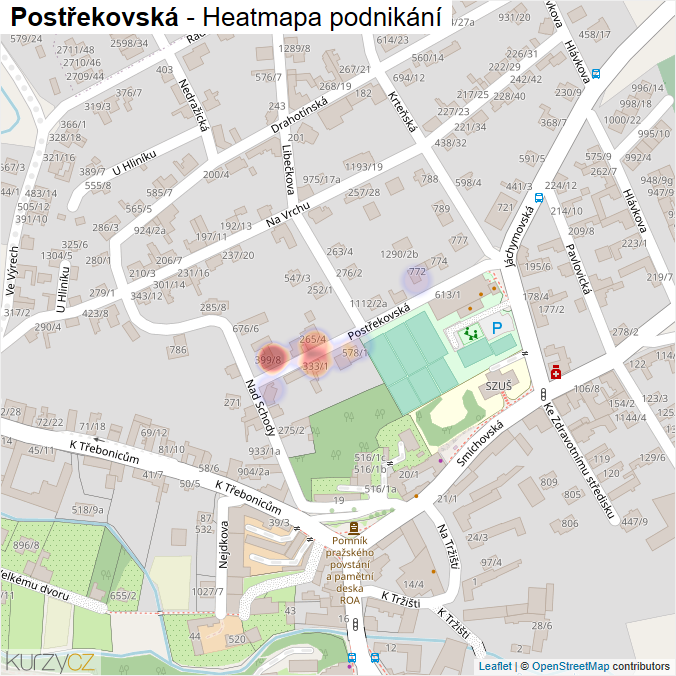 Mapa Postřekovská - Firmy v ulici.