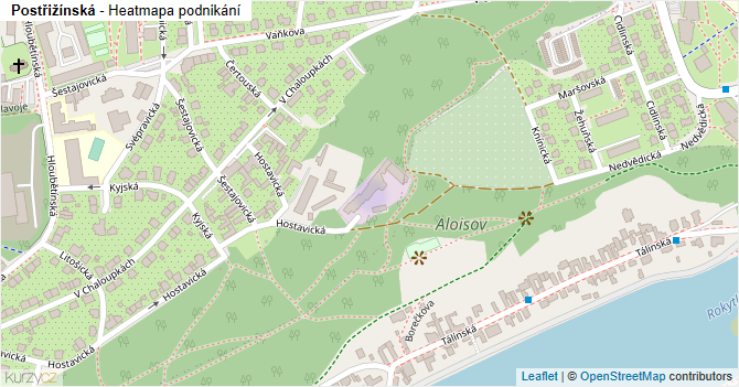 Postřižínská - mapa podnikání