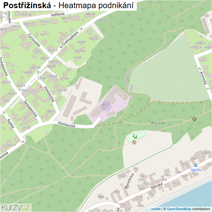 Mapa Postřižínská - Firmy v ulici.