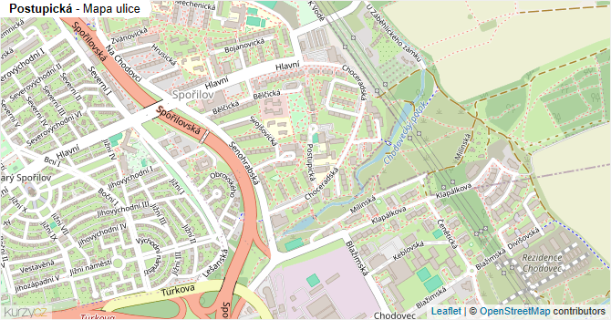 Postupická - mapa ulice