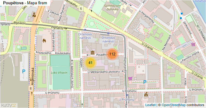 Poupětova - mapa firem