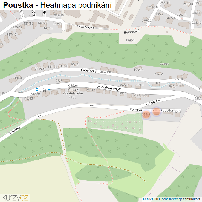 Mapa Poustka - Firmy v ulici.