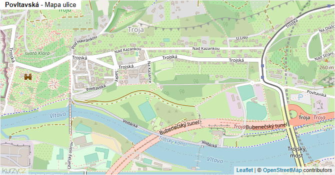 Povltavská - mapa ulice