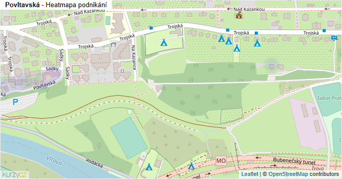 Povltavská - mapa podnikání