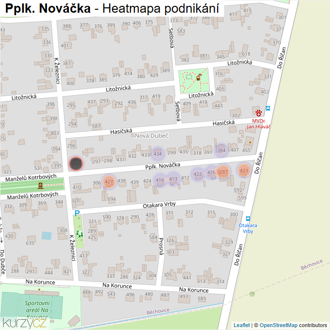 Mapa Pplk. Nováčka - Firmy v ulici.