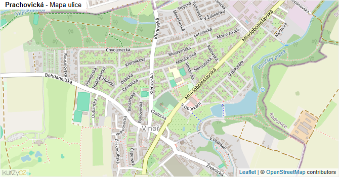 Prachovická - mapa ulice