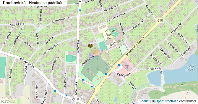 Prachovická - mapa podnikání