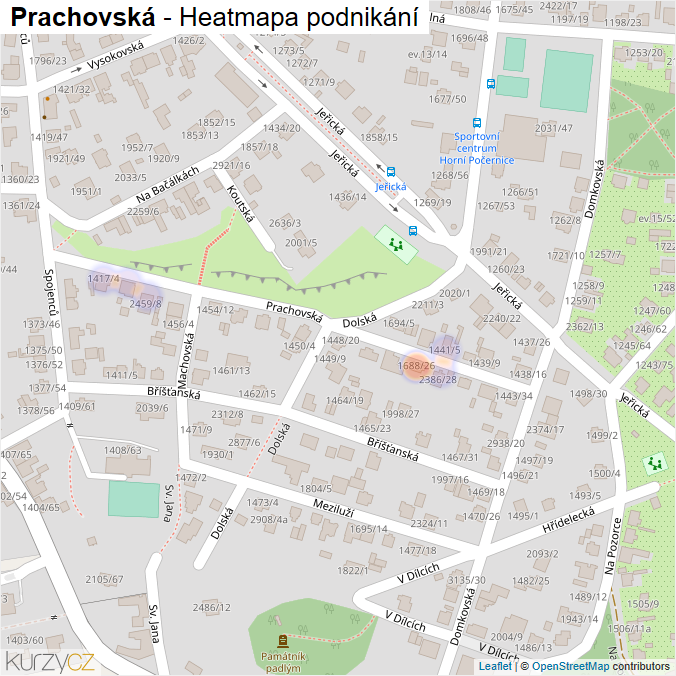 Mapa Prachovská - Firmy v ulici.