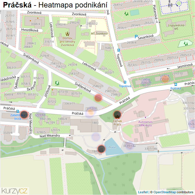 Mapa Práčská - Firmy v ulici.