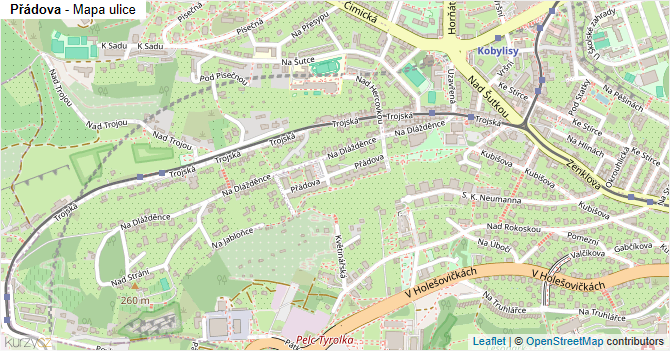 Přádova - mapa ulice