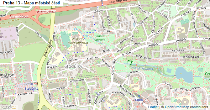 Praha 13 - mapa městské části