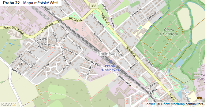 Praha 22 - mapa městské části
