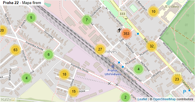 Praha 22 - mapa firem