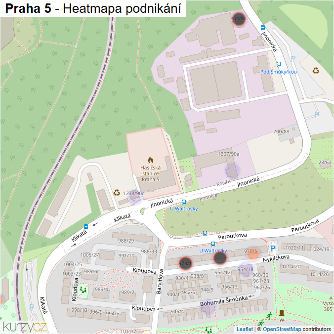 Mapa Praha 5 - Firmy v městské části.