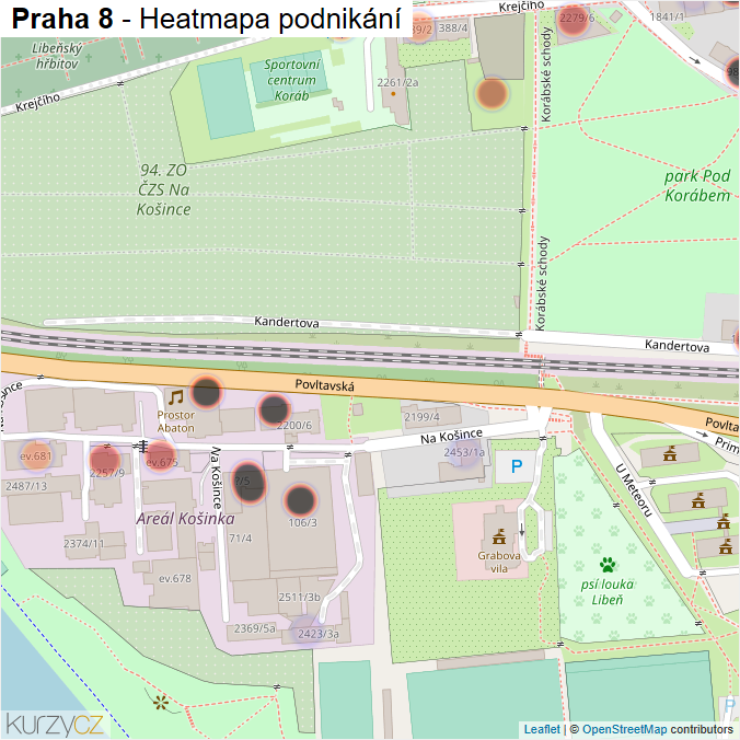 Mapa Praha 8 - Firmy v městské části.