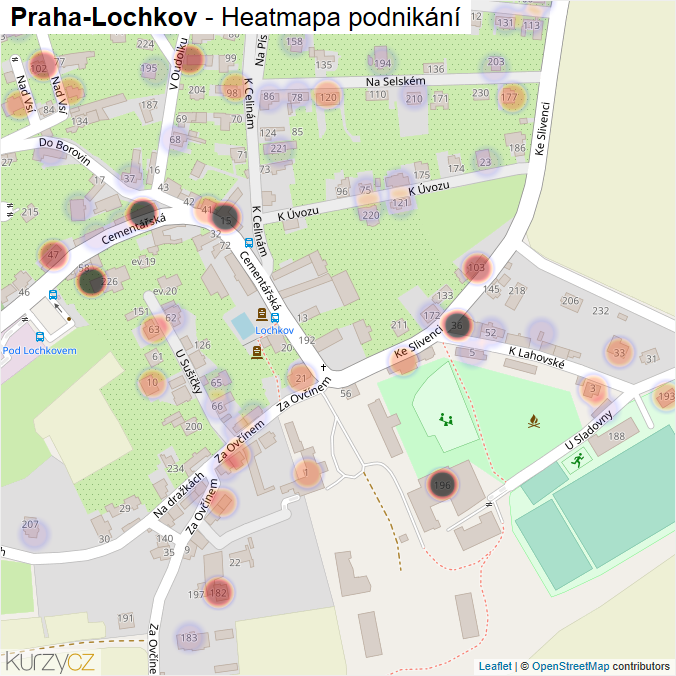 Mapa Praha-Lochkov - Firmy v městské části.