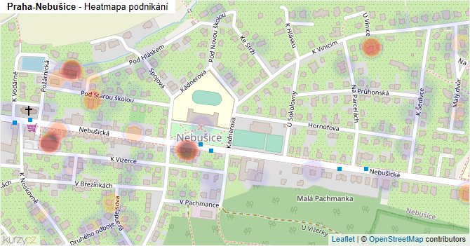Praha-Nebušice - mapa podnikání