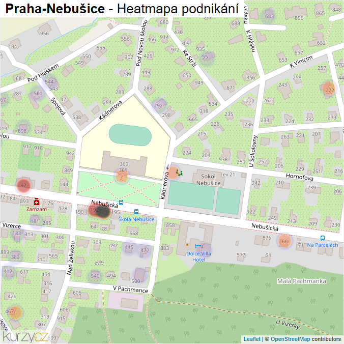 Mapa Praha-Nebušice - Firmy v městské části.