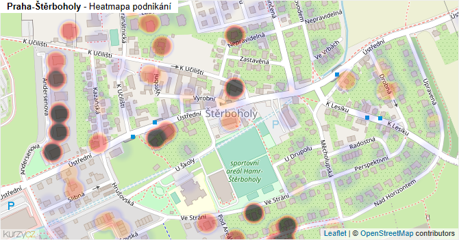Praha-Štěrboholy - mapa podnikání