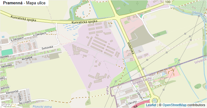 Pramenná - mapa ulice