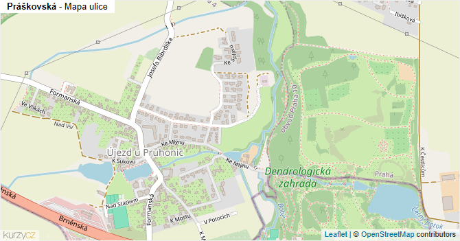 Práškovská - mapa ulice