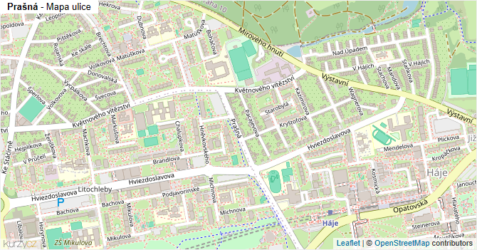 Prašná - mapa ulice