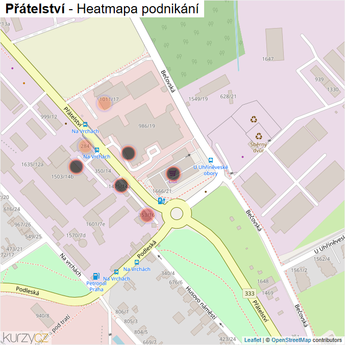 Mapa Přátelství - Firmy v ulici.