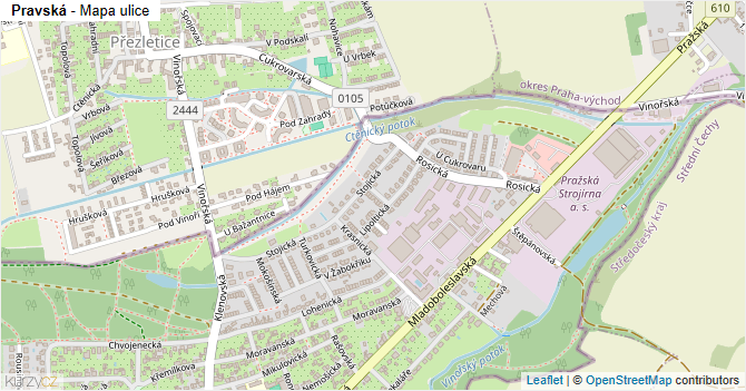 Pravská - mapa ulice