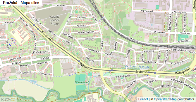 Pražská - mapa ulice