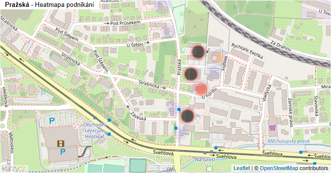 Pražská - mapa podnikání