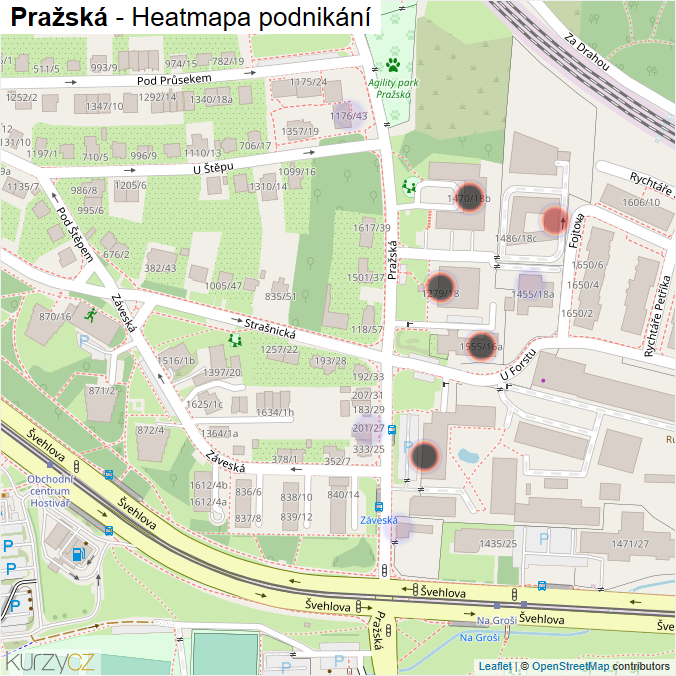 Mapa Pražská - Firmy v ulici.